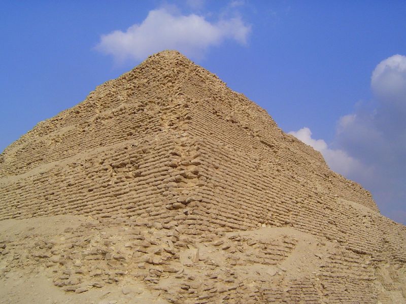 The burial chamber is about 100 feet below the base of the pyramid—or about half the height of the pyramid above ground. The architect, whos