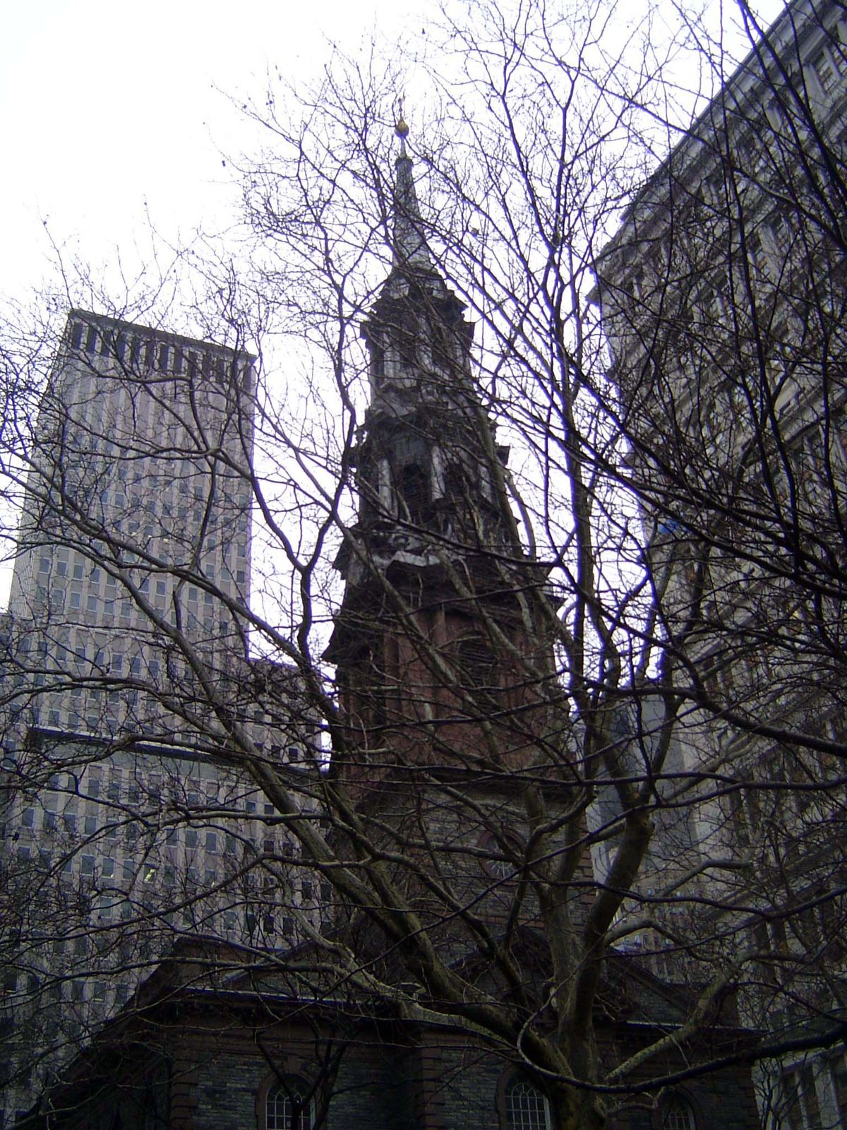 This is St. Paul's Chapel, Manhattan's only remaining colonial church. The builders knew their classical monuments, and up top they put a st