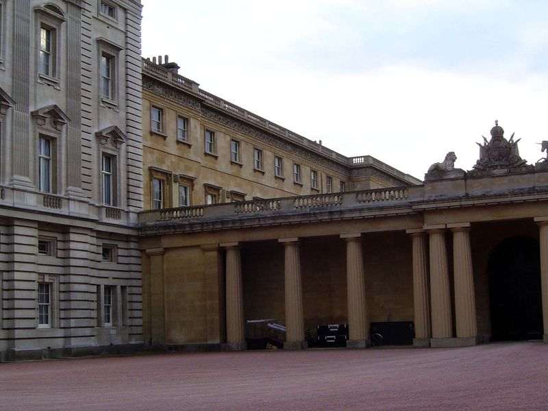 Other sides of the palace reveal an earlier, simpler appearance. But think how gratifying it is that even the Windsors have junk in their ga