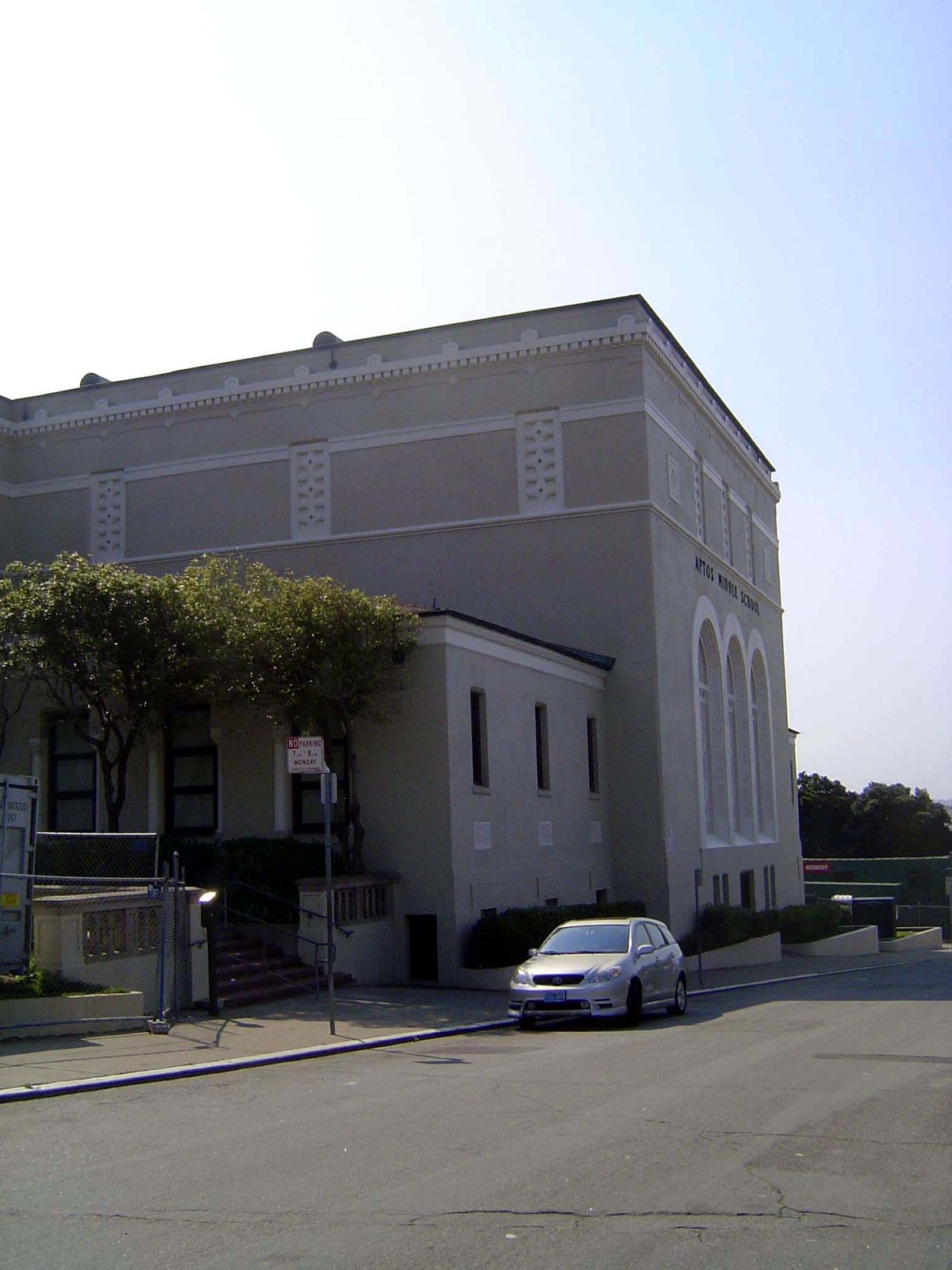The school auditorium. Ah! Miss America came here in 1956, when Miss America counted! She had been a student here. On stage, wearing her cro