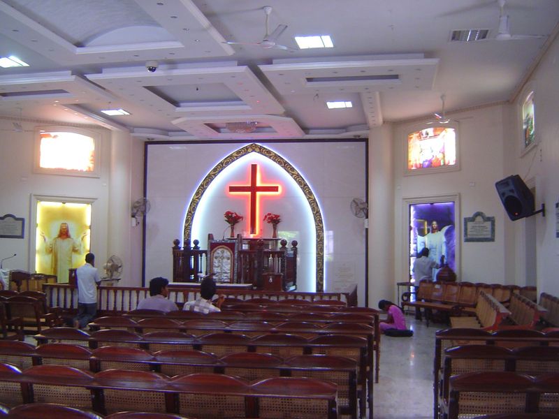 The simple interior.