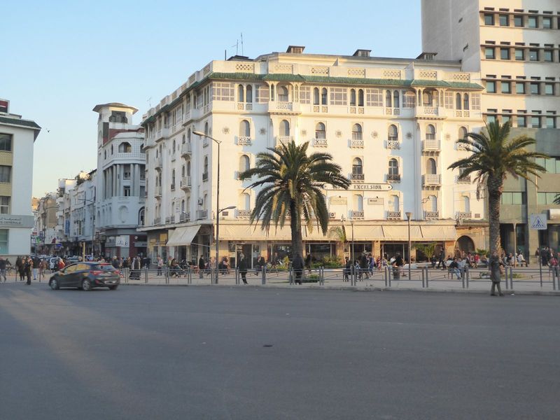 Here, on the Place de France and partially blocking the El Glaoui Building, is the Excelsior Hotel, completed in 1916 and designed by Hippol