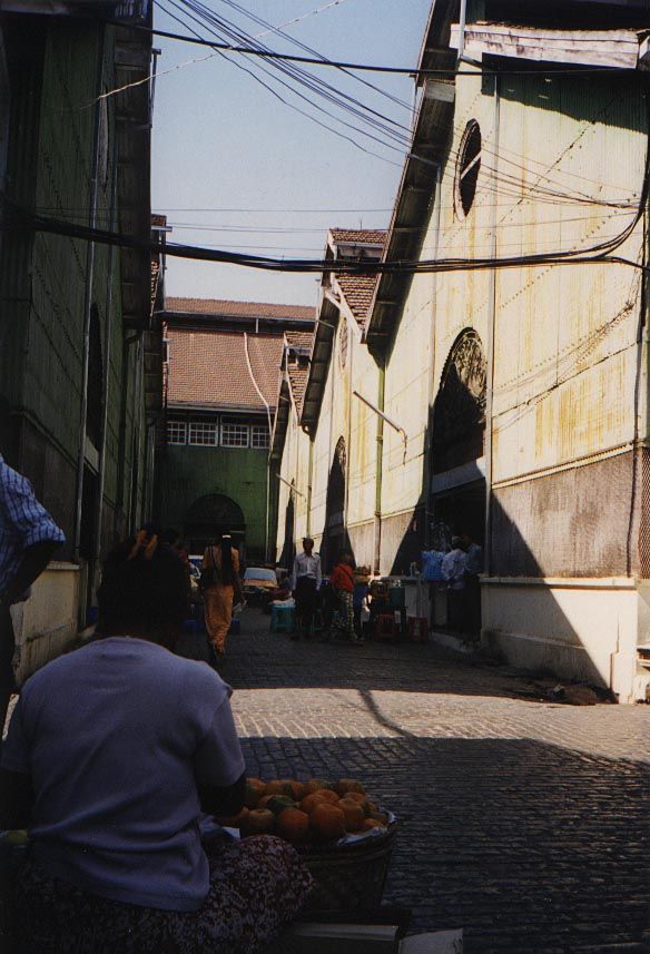 The same market from the outside, showing the corrugated-metal sheds that house the place.