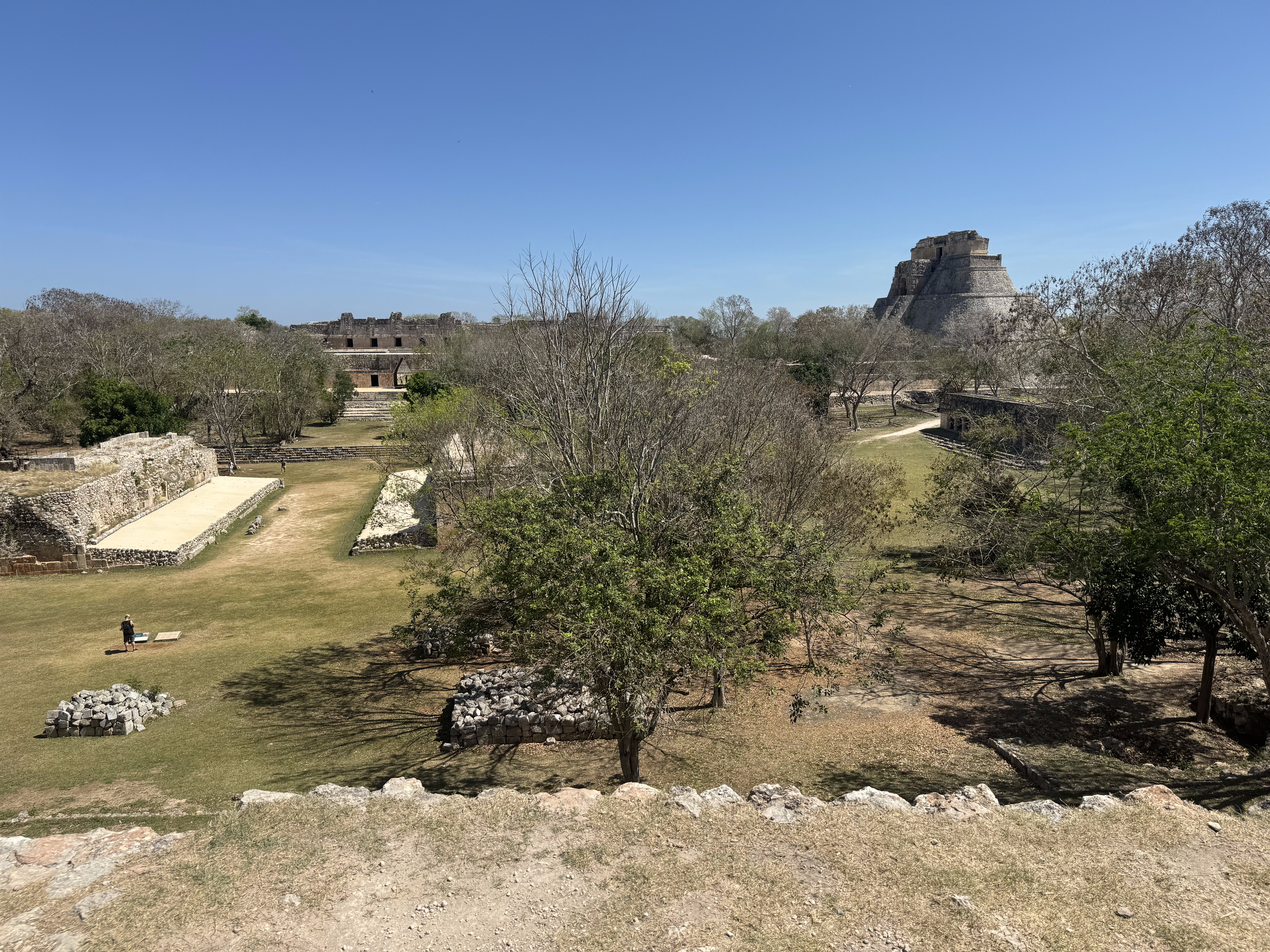 There in the distance is the same pyramid and, to its left, the nunnery.  You can see both the west and, behind it, the east building of the