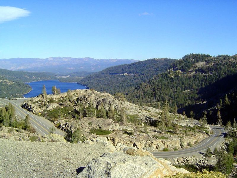 The East Side, with Truckee beyond Donner Lake and with old U.S. 40 snaking down that way. The Interstate is routed north of here, while the
