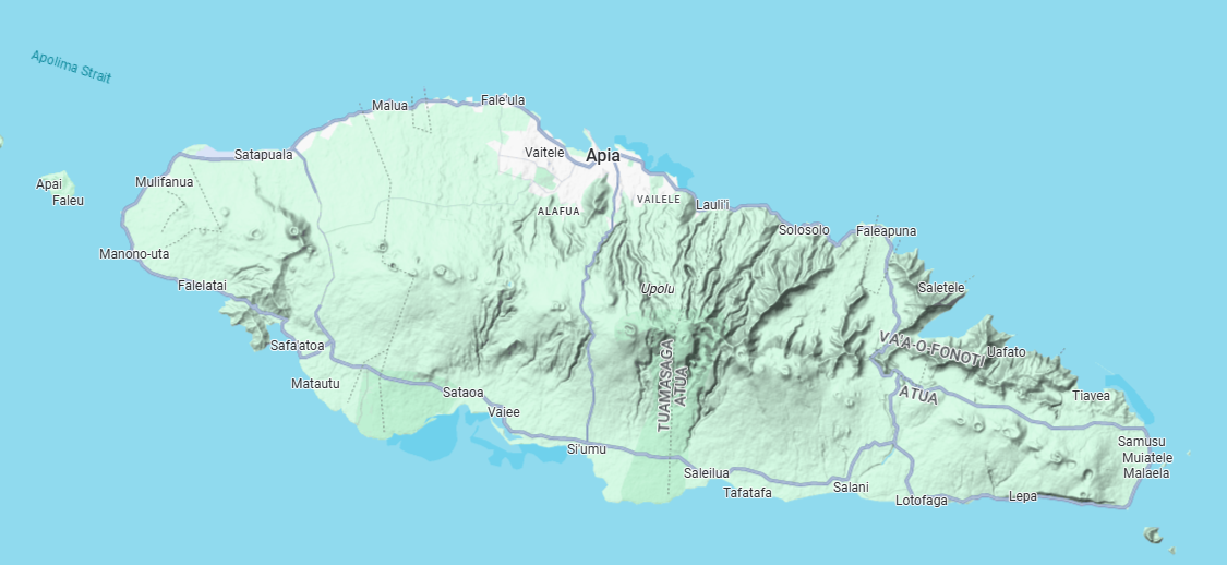 Upolu, with about 150,000 people, is the most populous island in the entire group, but it's only about 44 miles end to end, which helps expl