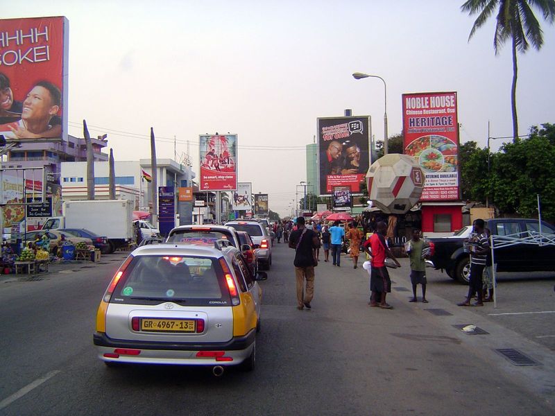 Where to spend your lucre? Try Oxford Street, officially Cantonments Road. The traffic as in most of Accra Central is so bad that walking is