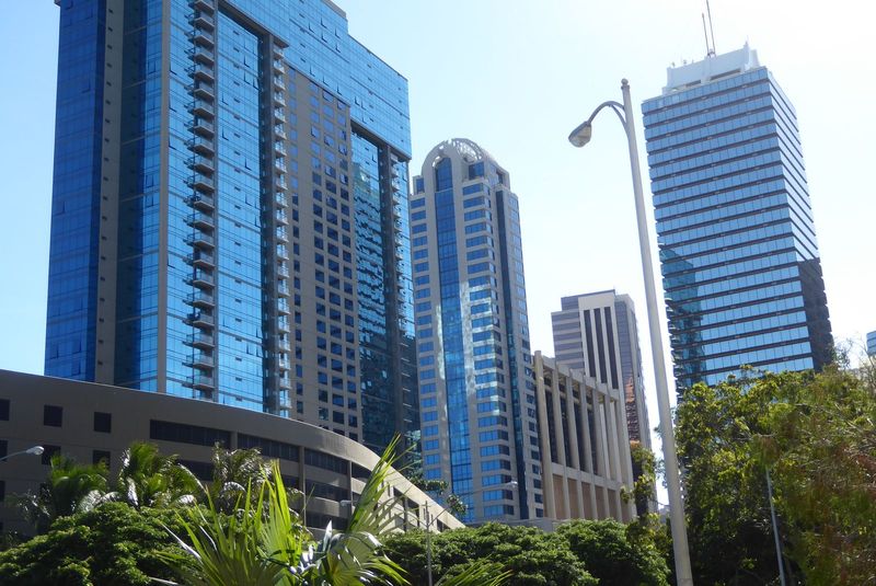 A few blocks inland but still on Bishop, here's the trio of Capitol Place, the Pinnacle, and Century Square. Snuggling up to the Pinnacle is