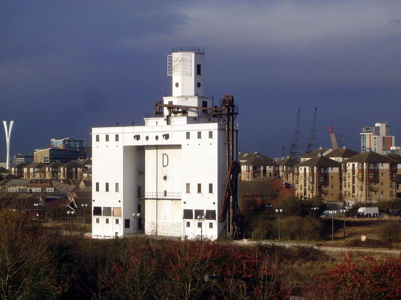 A grain silo.