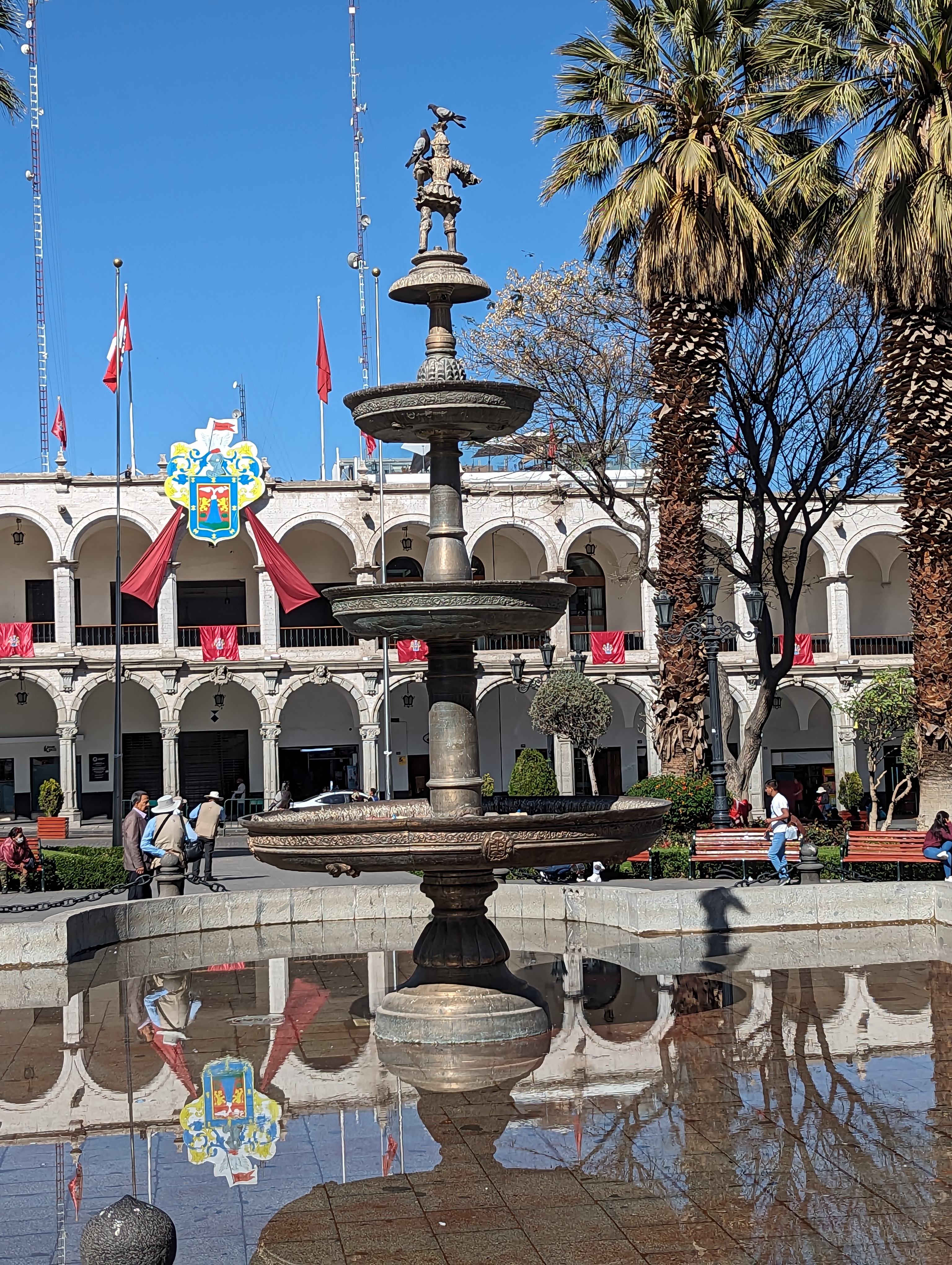 A central fountain was installed at the suggestion of Don Jose Antonio de Mendoza, viceroy in 1740.   Put the word "suggestion" in quotation