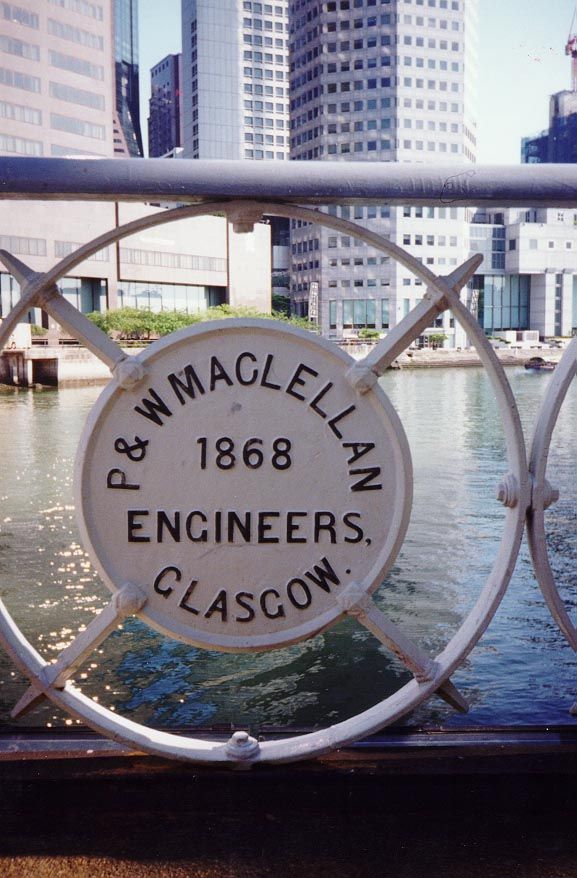 The builder's plate. The bridge originally carried trams; now it is restricted to pedestrians.