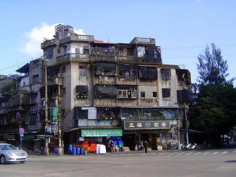We're on the edge of it and in the domain of Mao-era housing. That's the Wufu Tea House across the street.