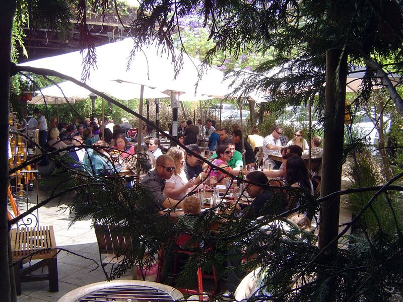 A restaurant here has a full house for Sunday brunch.