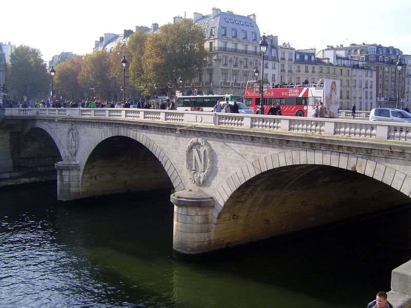 Haussmann rebuilt bridges, too, including here the Pont St. Michel, completed in 1857. The letter is for Louis Napoleon.