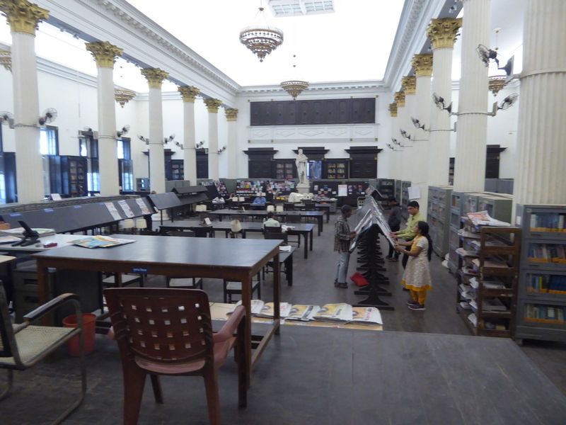 The town hall's interior is a library.