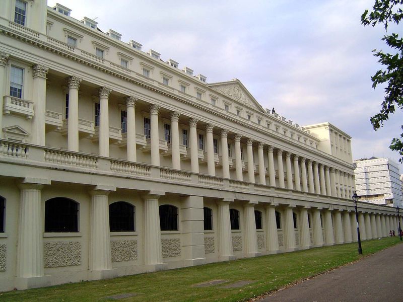 We're still hanging around St. James Park. Here, to the east of St. James Palace, is the 31-bay Carlton House Terrace, built about 1830. It'