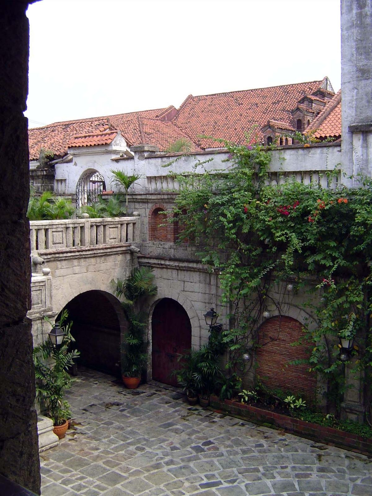 The same courtyard from a different angle. Five buildings have been built in the historic style—except that the tile roofs are not quite rig