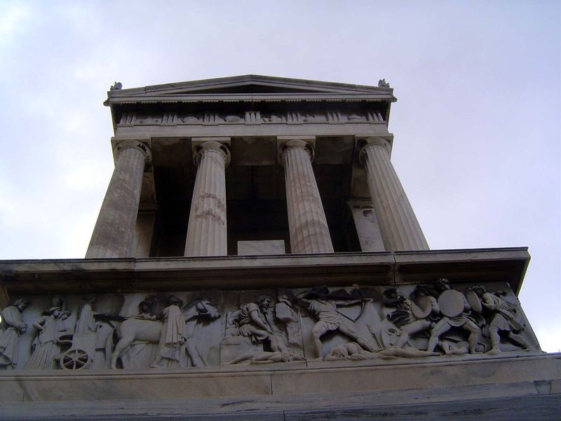 A close-up, with a frieze showing the Trojan War.