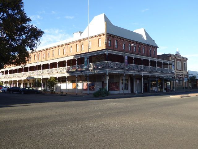 The Palace Hotel, also on Argent Street, opened in 1899 and has kept its veranda, cast in Adelaide. The owner was the local temperance union