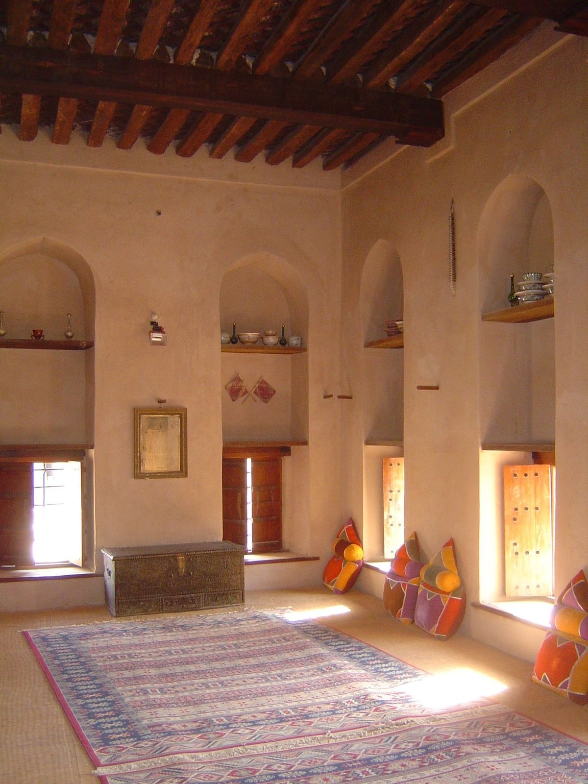 An interior room, with small windows to minimize the glare.