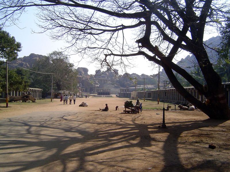 The temples of Vijayanagar were commercial magnets, and the major ones all had bazaars organized around broad, straight streets leading to t