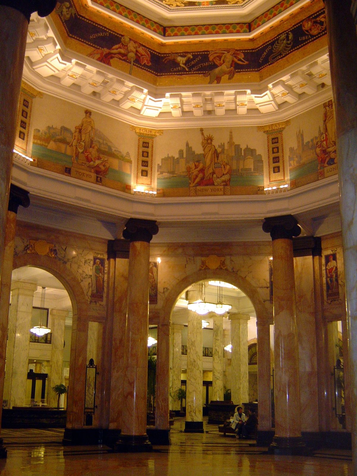 Under the dome, a rotunda of Italian marble. The building rests on 2,600 piles of Oregon pine and was especially reinforced at the corner wi