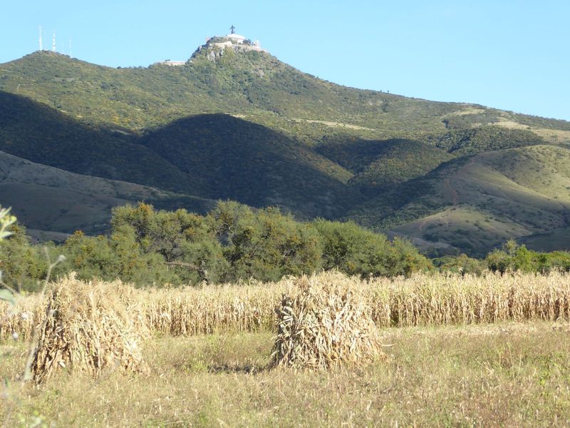 We're back to the Cerro del Cubilete. Up top, at 8,900 feet, the shrine of Cristo Rey was erected in 1944 in a statement of victory over the