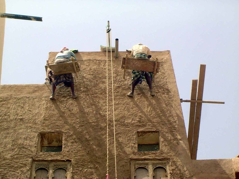 Above all, the buildings have to be periodically mudded to fill in cracks.