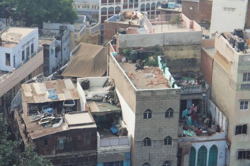 From above, Old Delhi doesn't look old at all—merely congested. When Bernier came by, in 1663, most of the buildings away from the main stre