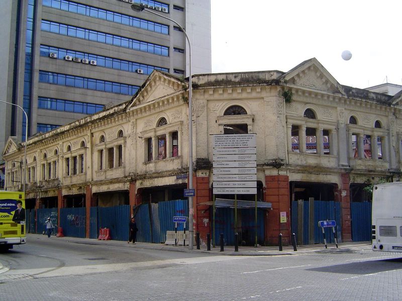 Rehabilitation in progress at the corner of Lebuh Pasar Behar. Times have changed since Cuthbert Harrison, of the Malayan Civil Service, wro