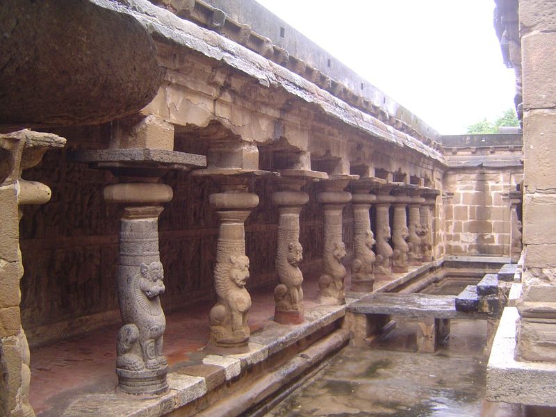 The east side, with a bridge leading to a blocked entrance.