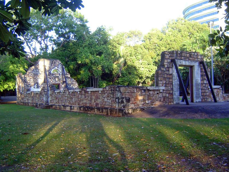 Ruins of the 1882 Town Hall, destroyed by Cyclone Tracy in 1977.