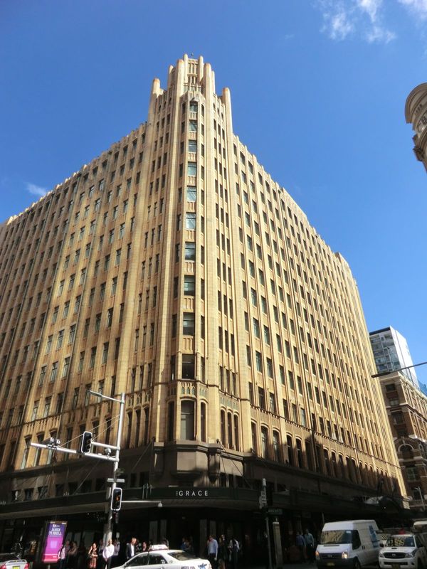 Eek! Meet the Grace Building of 1930, echoing the famous Chicago Tribune Tower of a few years earlier. The name Grace comes from the departm