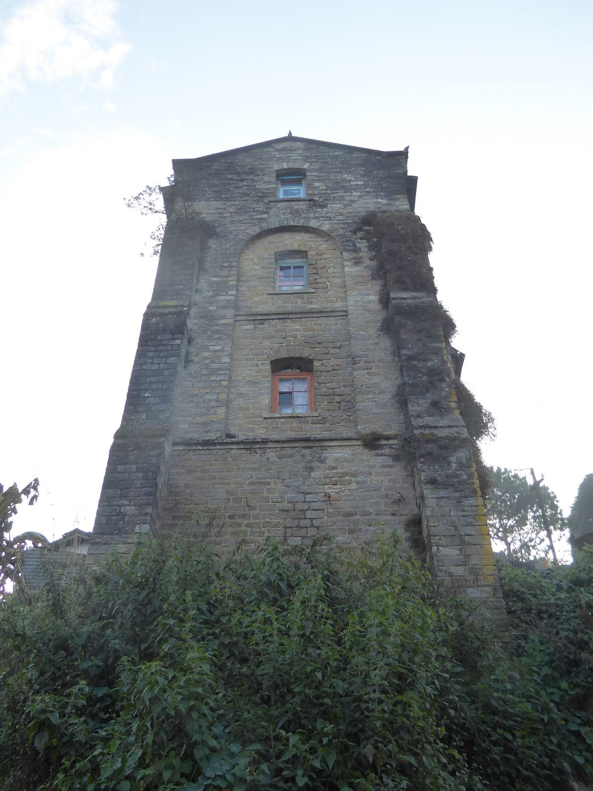 Behind the club there's this odd building.