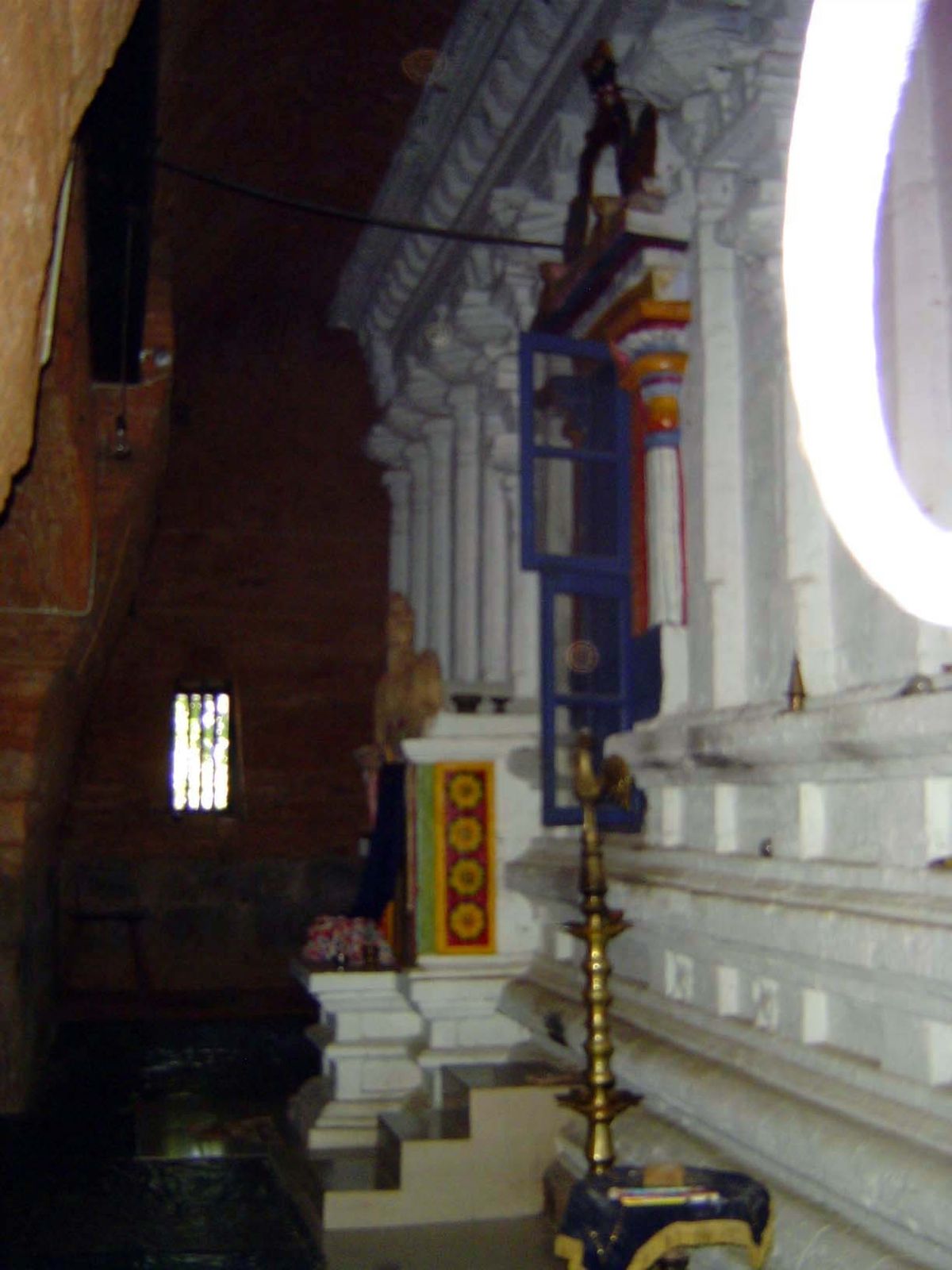 The west or entrance side. Note the blue doors and the smaller protruding shrine.