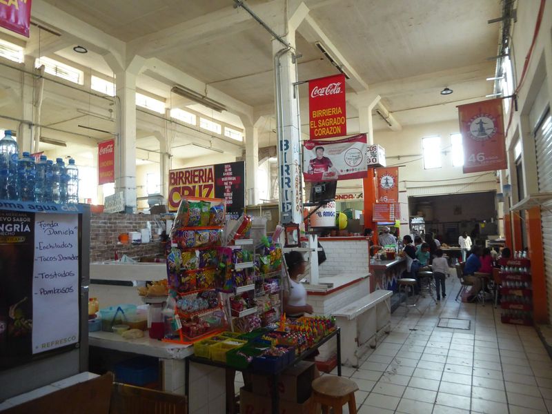 The city's Mercado Victoria survives despite Walmart and Soriana. It's quiet because we're late in the day.