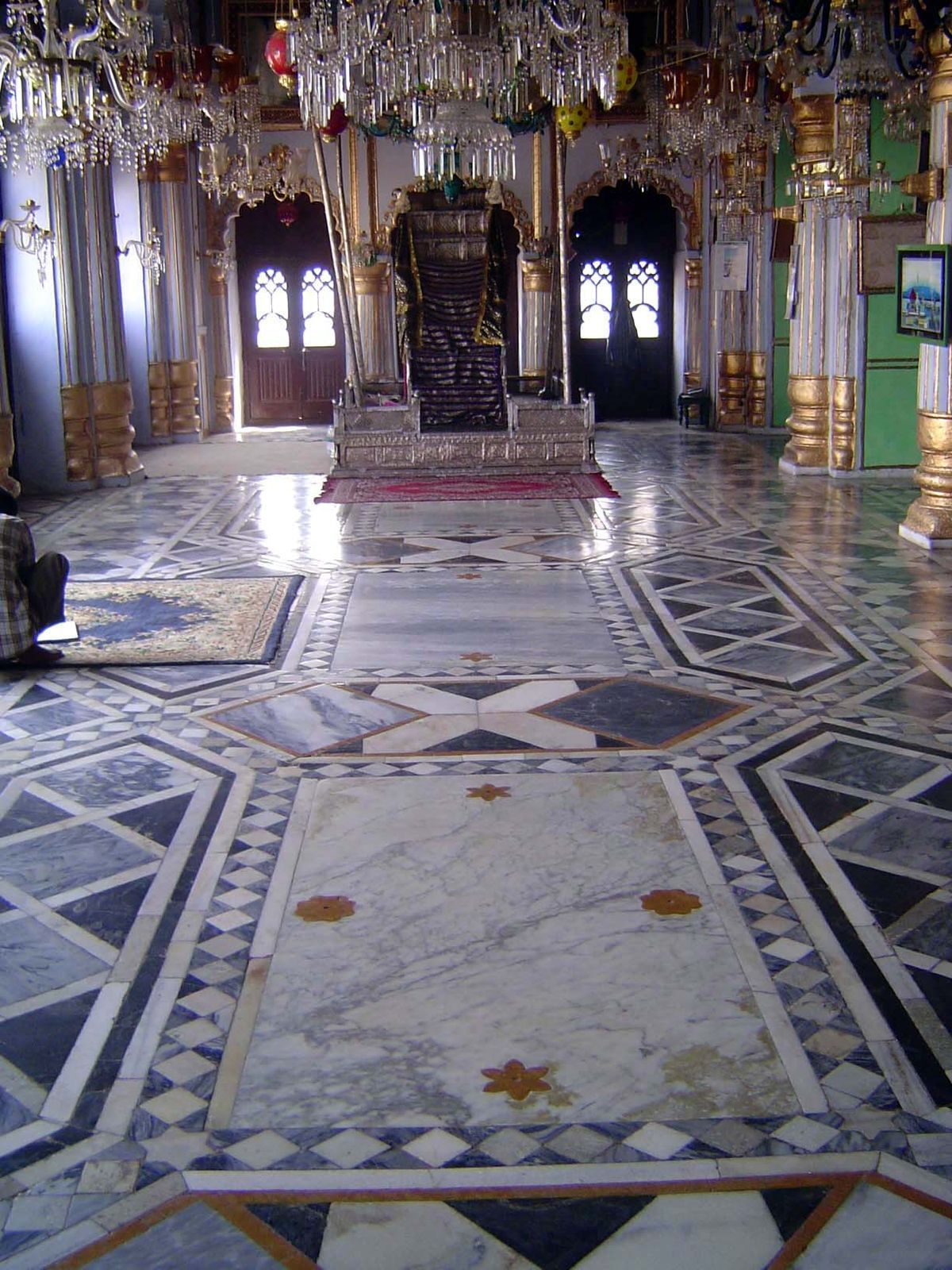 The inlaid floor is more to Western taste.