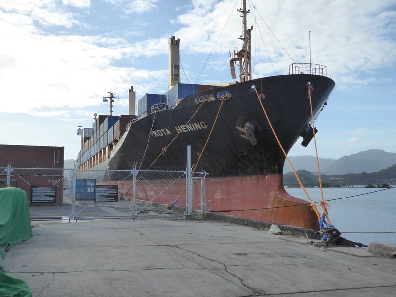 Here's a Singapore-based container ship.