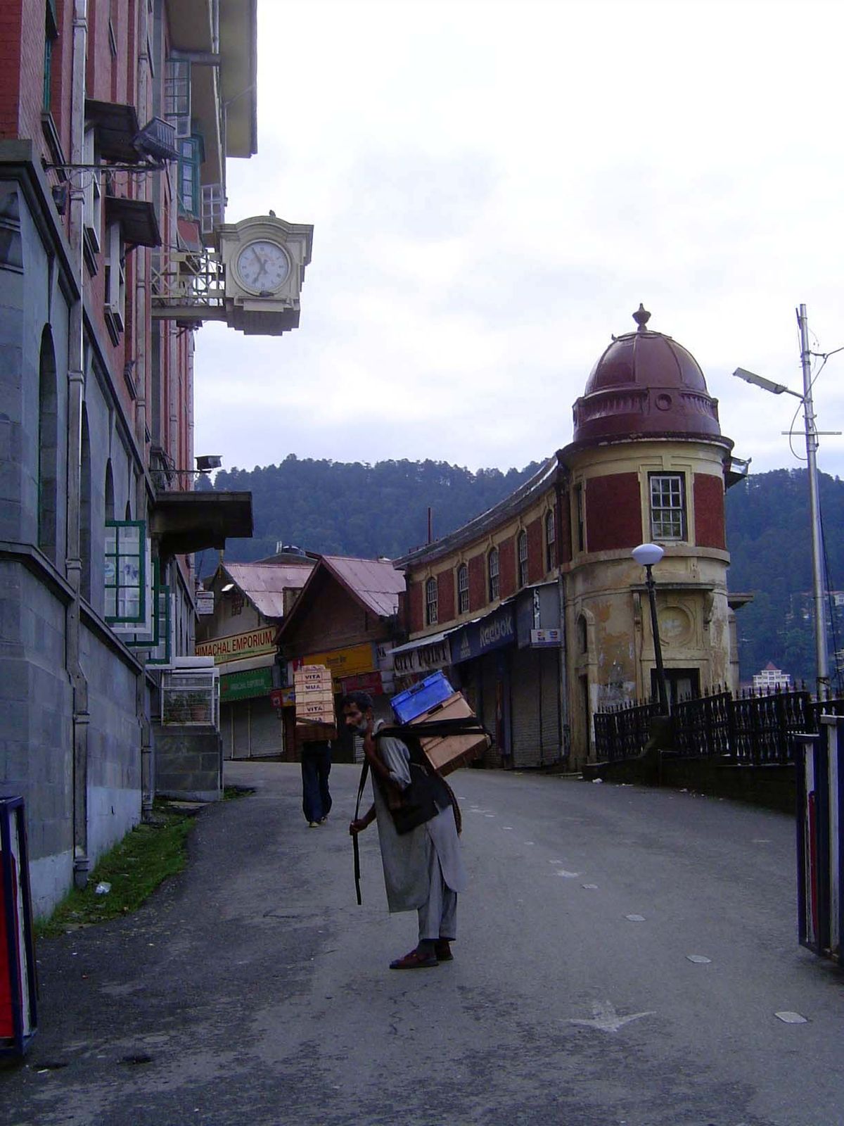 Since traffic is not permitted on the ridge, everything has to be carried up by porters, such as the two here.