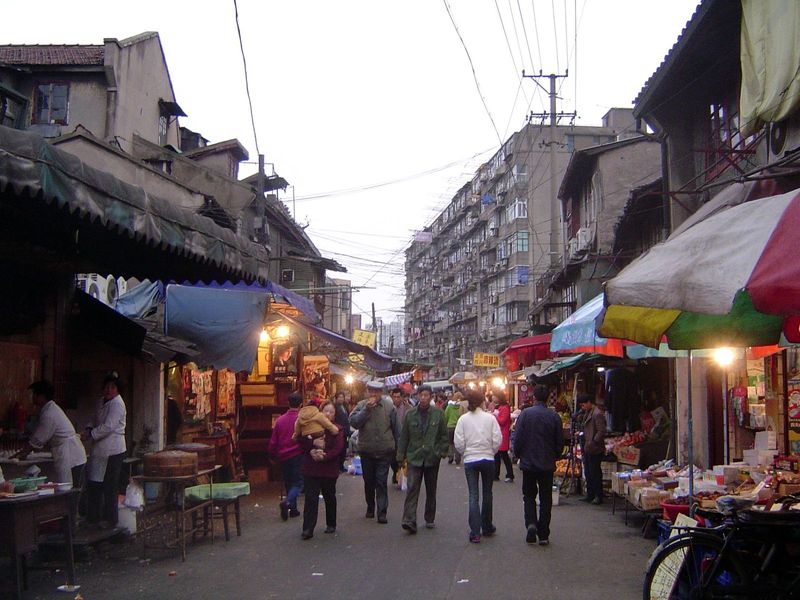 Sipailou Road, combining an old-style market with finest Socialist living.