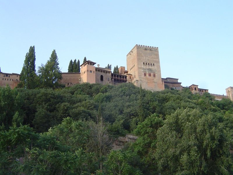 The view here is up from the Albaicin toward the palaces, particularly the massive Tower of Comares, containing the Hall of the Ambassadors.