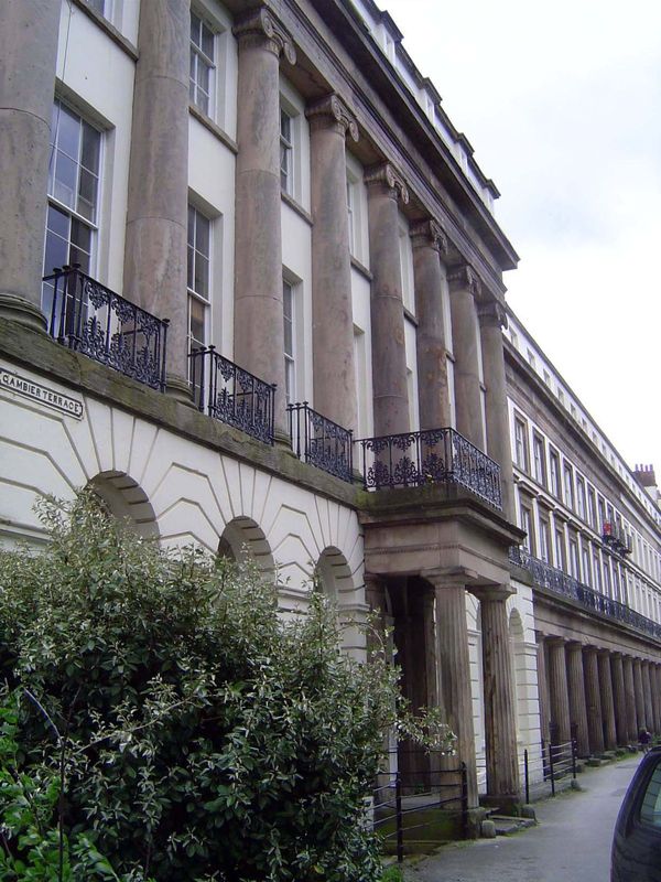 Gambier Terrace, begun in 1828 by Ambrose Lace, was a grander version of the row house. Designed by James Foster, Jr., this terrace was buil