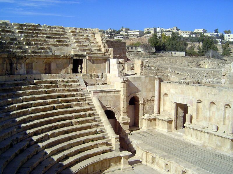 This theater, too, was built in phases, the first excavated and the second erected.