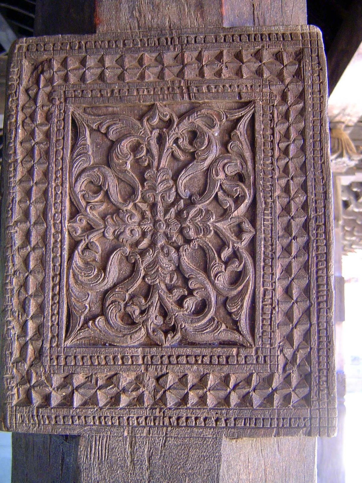 Many of the several hundred carvings are abstract compositions based on vegetation.