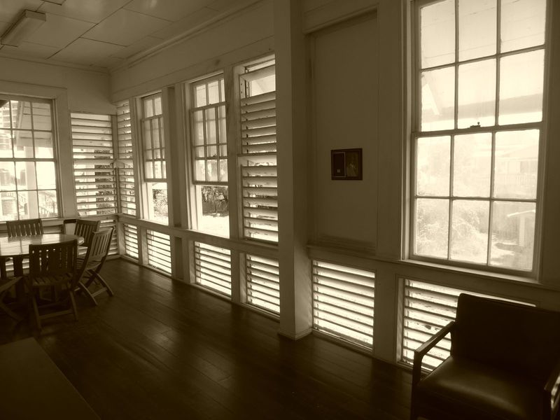 A welcome breeze blows through the shutters when the tide is rising but disappears as the tide recedes.