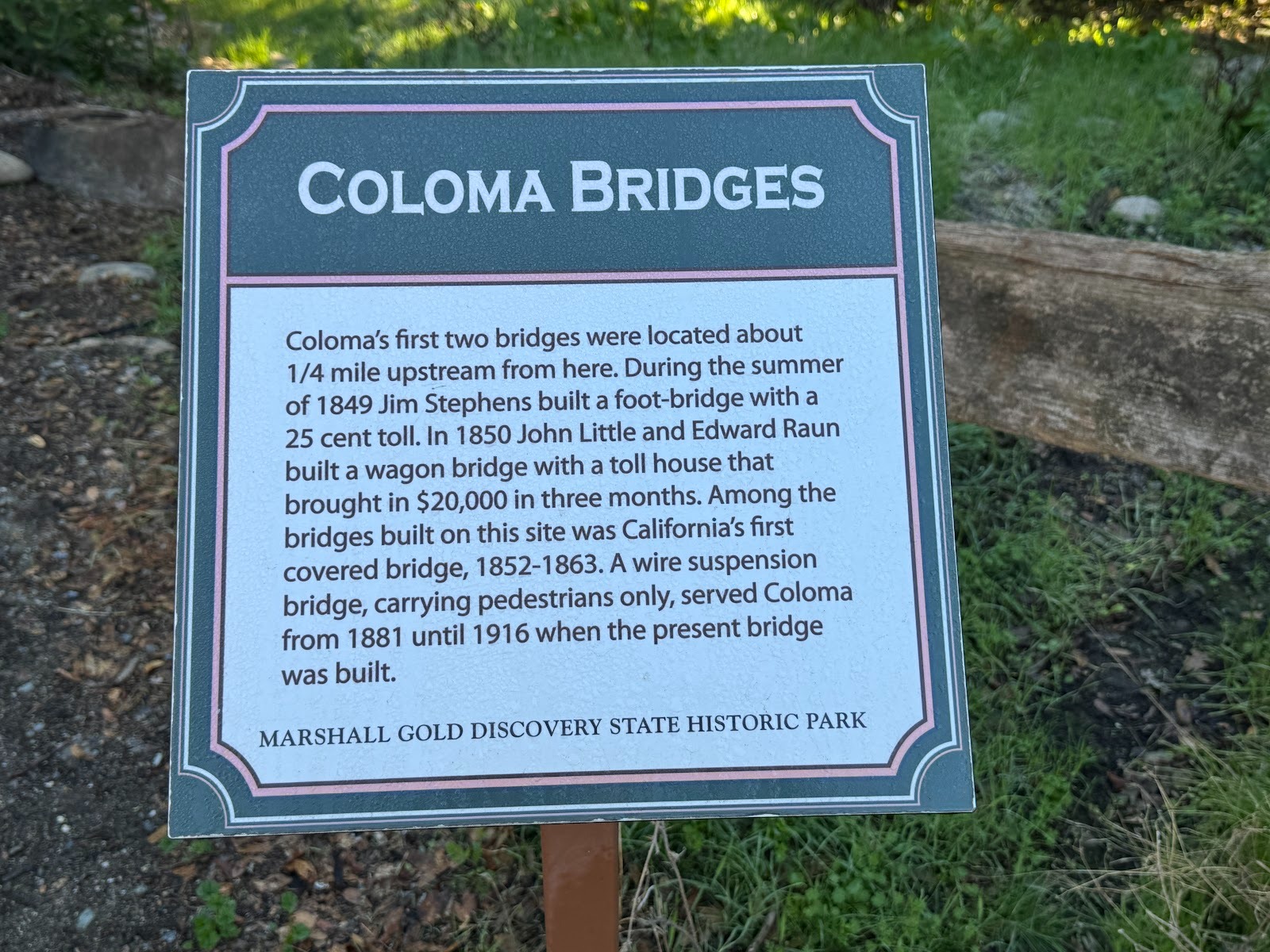 Info, courtesy of the State Park that has taken over the site.