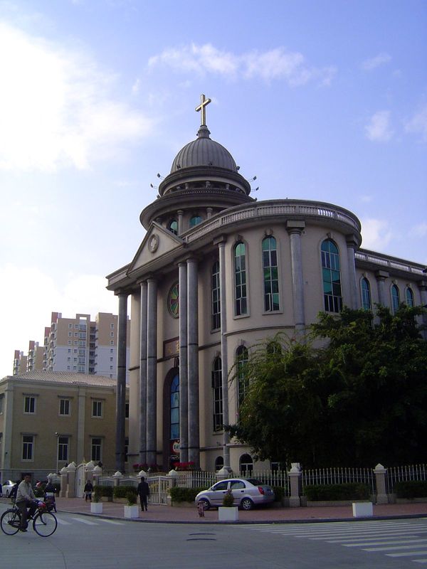 We'll take a quick walk through the modern city, beginning with the Catholic cathedral, completed in 1999. The proportions are bizarre, but 
