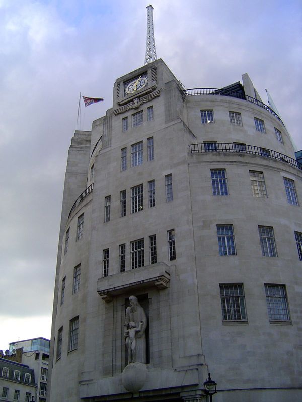 Speaking of inspiration or its lack, this is Broadcasting House, for decades after 1934 the home of most BBC radio and television. The Baker