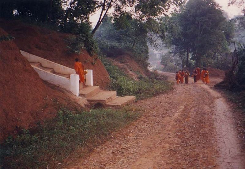 The path up the back side of the hill is less formal.