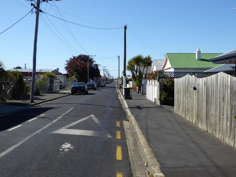 A residential street. .